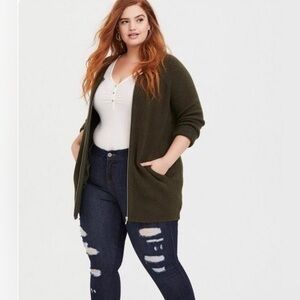 Torrid Cardigan Zip Front Bomber Sweater